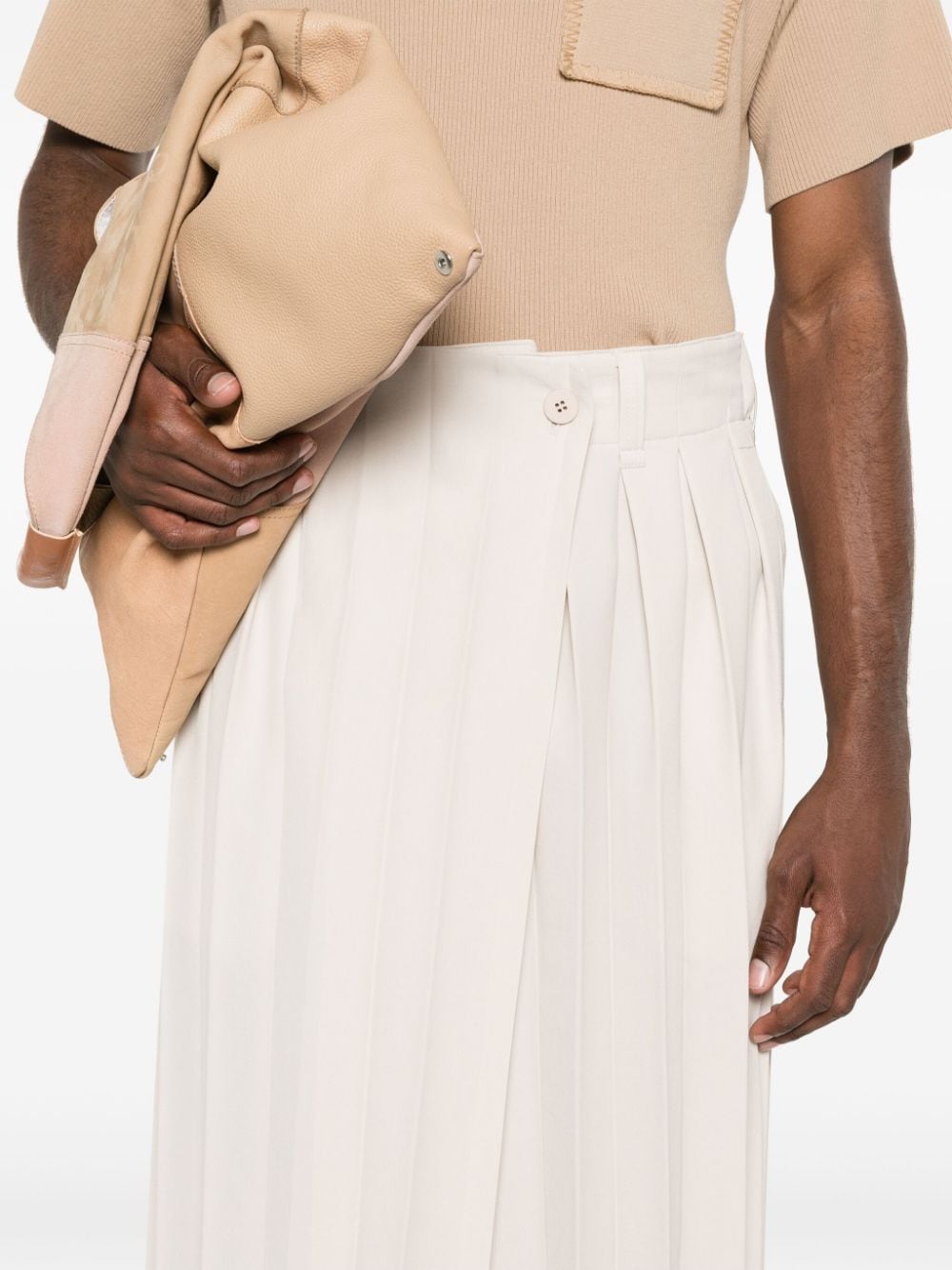 Shop Issey Miyake Edge Ensemble Pleated Cropped Trousers In Neutrals