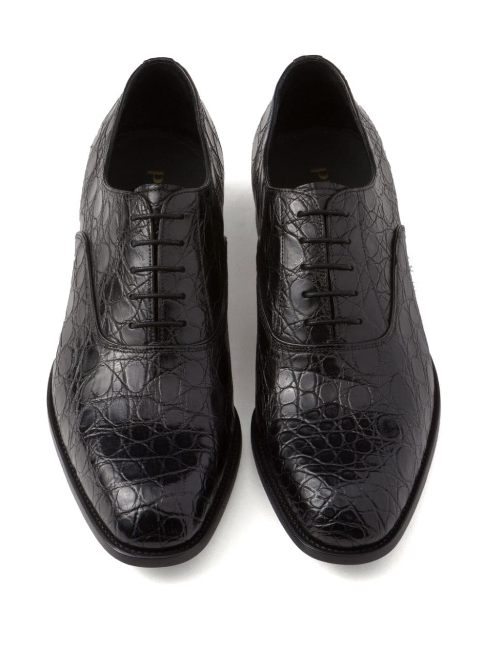 Shop Prada Crocodile-effect Leather Oxford Shoes In Black