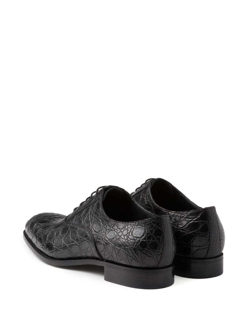 Shop Prada Crocodile-effect Leather Oxford Shoes In Black