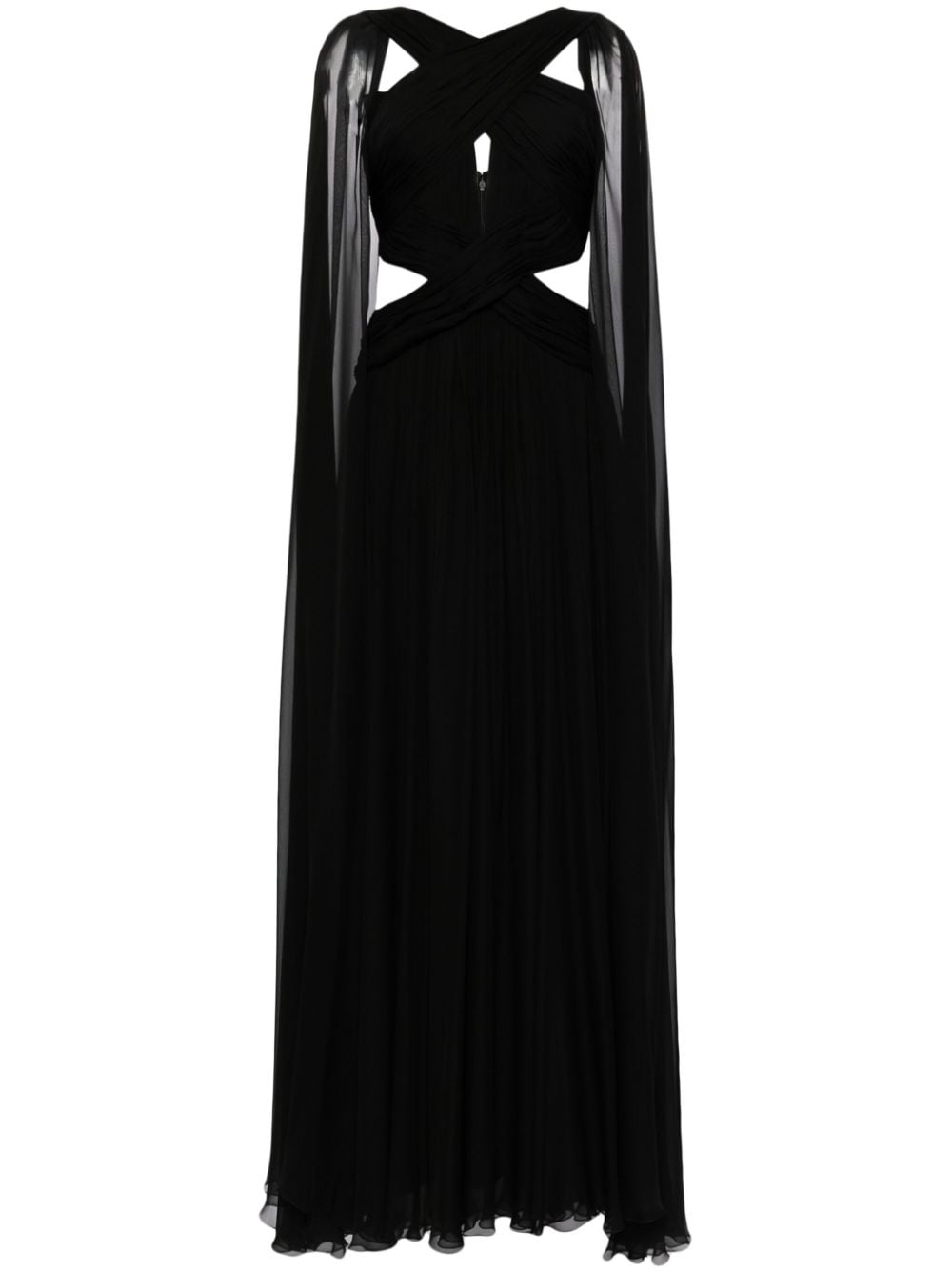 Zuhair Murad silk-chiffon cape gown - Black