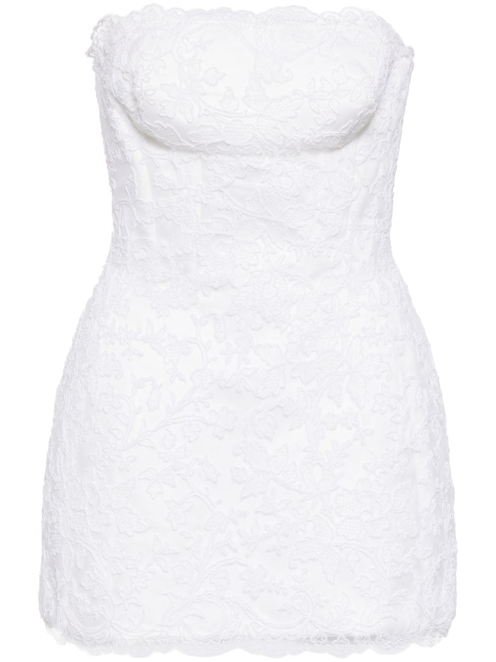 Ermanno Scervino Strapless Lace Minidress In Weiss