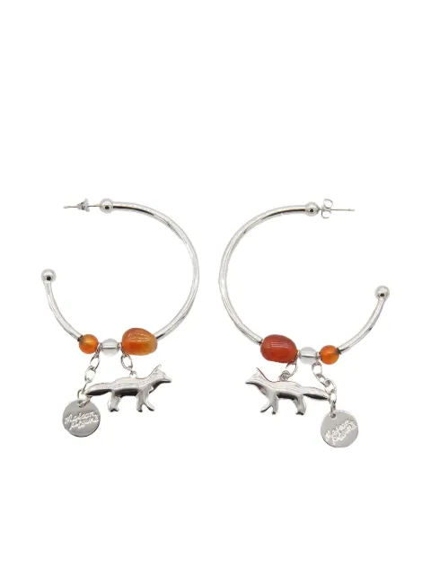 Maison Kitsuné fox-carnelian hoop earrings