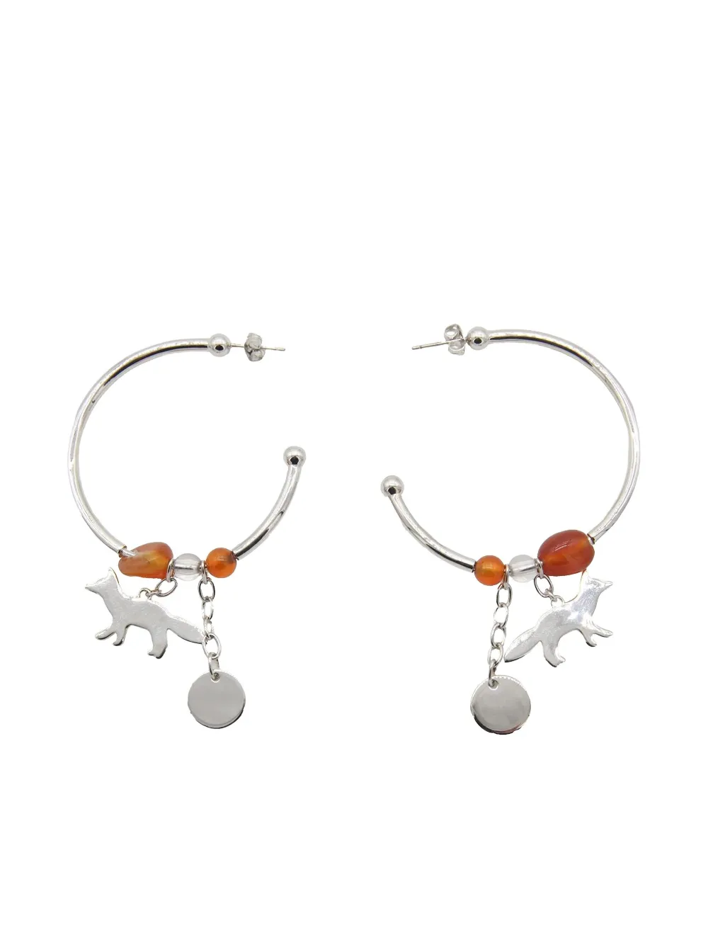 Maison Kitsuné fox-carnelian hoop earrings | Image 2
