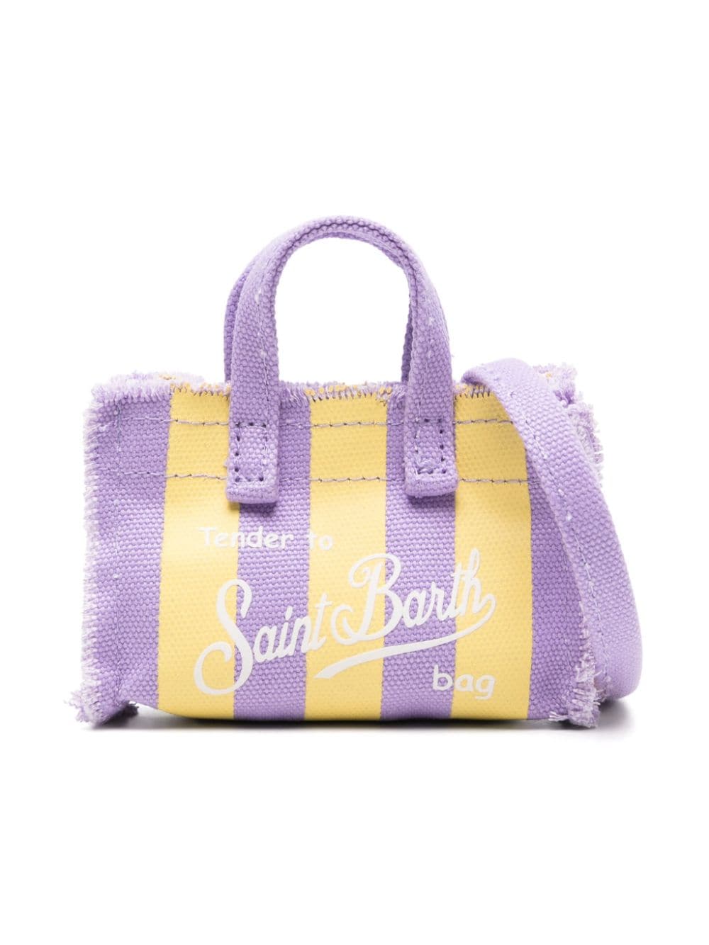 Mc2 Saint Barth Kids' Striped Cotton Key Bag In Purple