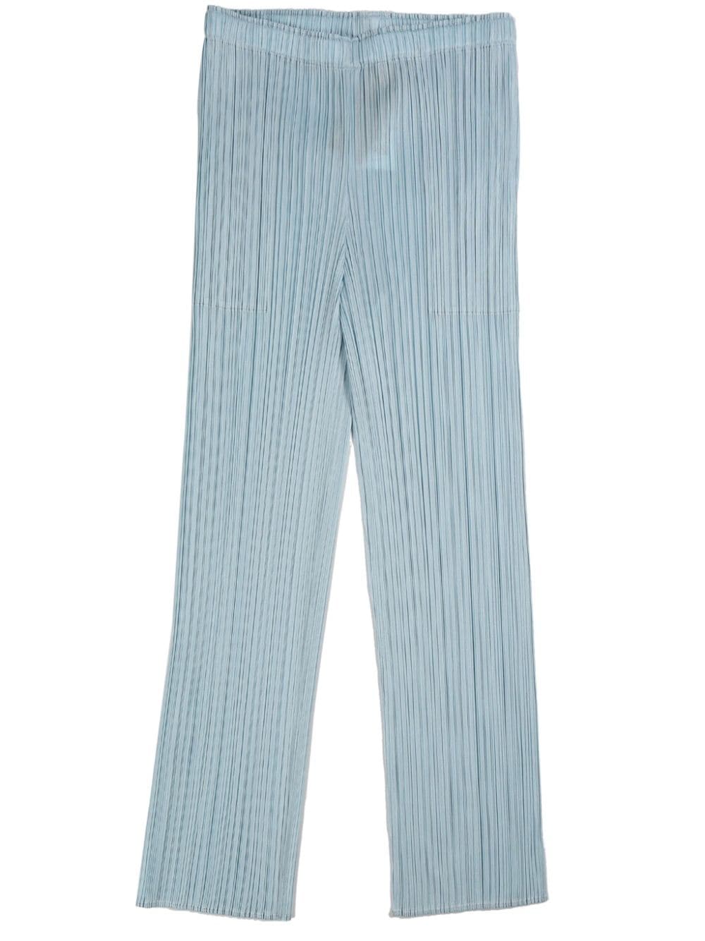 Issey Miyake Plissé-effect Slim-fit Trousers In Blue