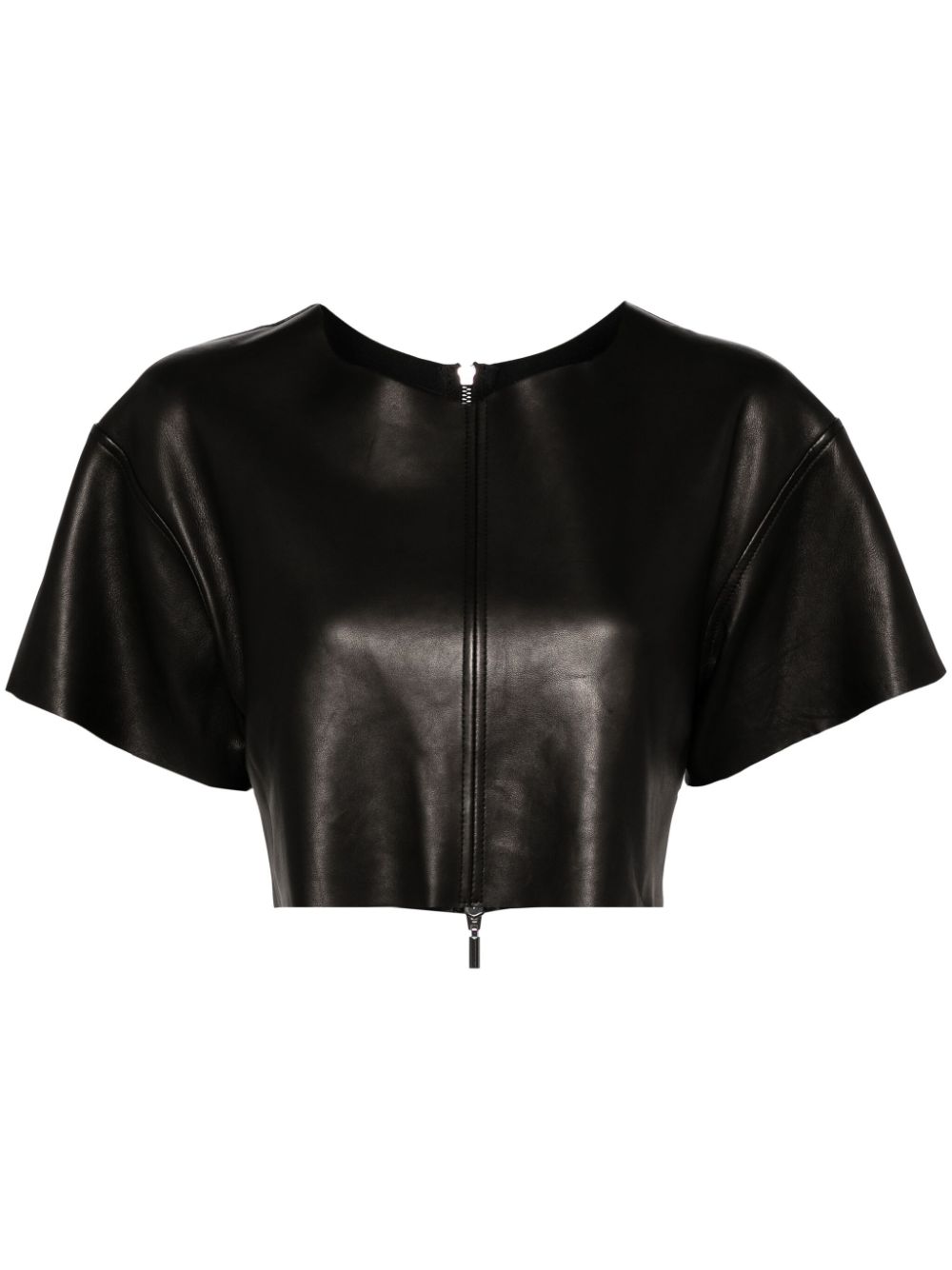 Maticevski Cropped Leather T-shirt In Schwarz