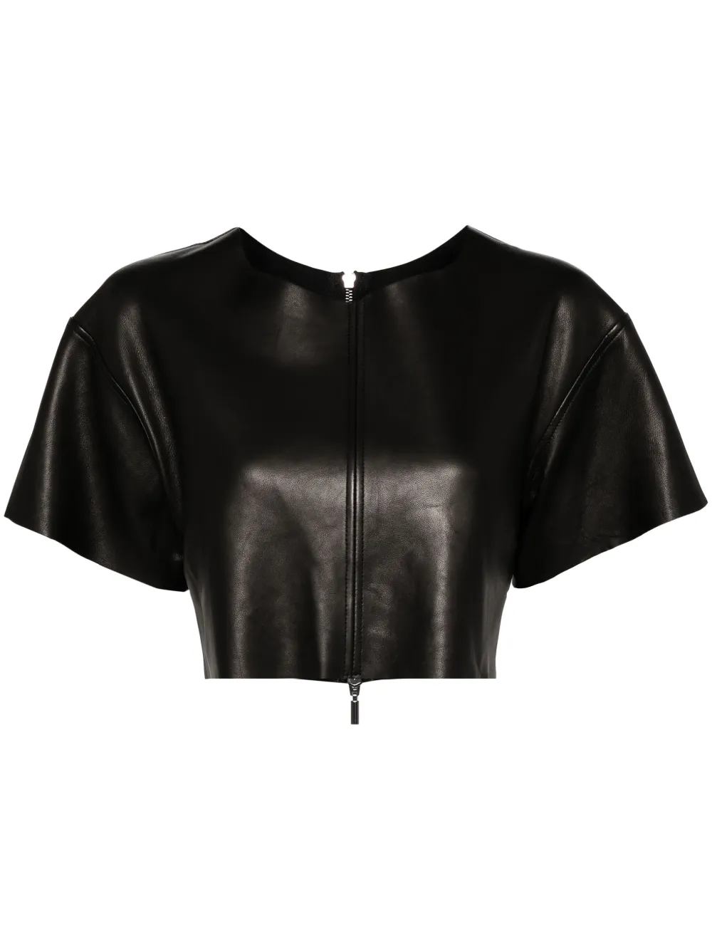 Maticevski cropped leather T-shirt - Black