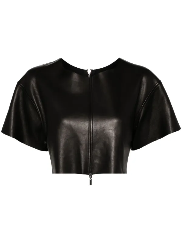 Maticevski Cropped Leather T-shirt in Black