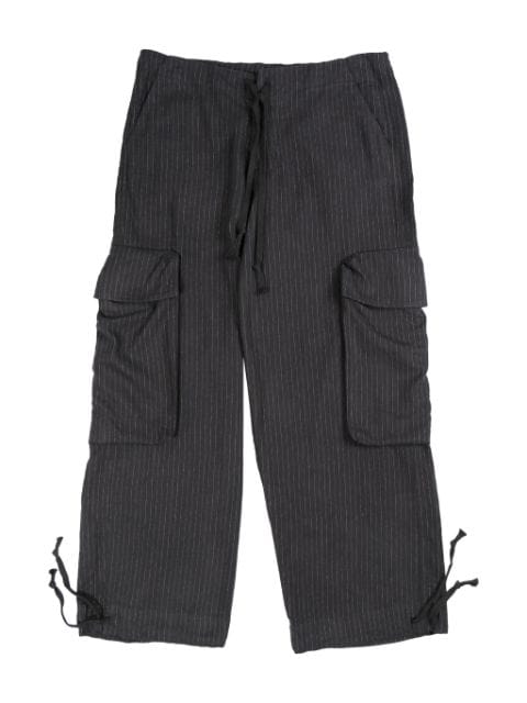 Greg Lauren pinstriped mid-rise cargo trousers