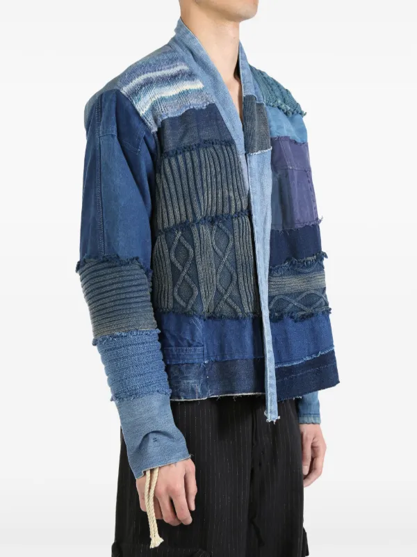 Greg Lauren Mixed Blues GL1 Cropped Jacket | Blue | FARFETCH