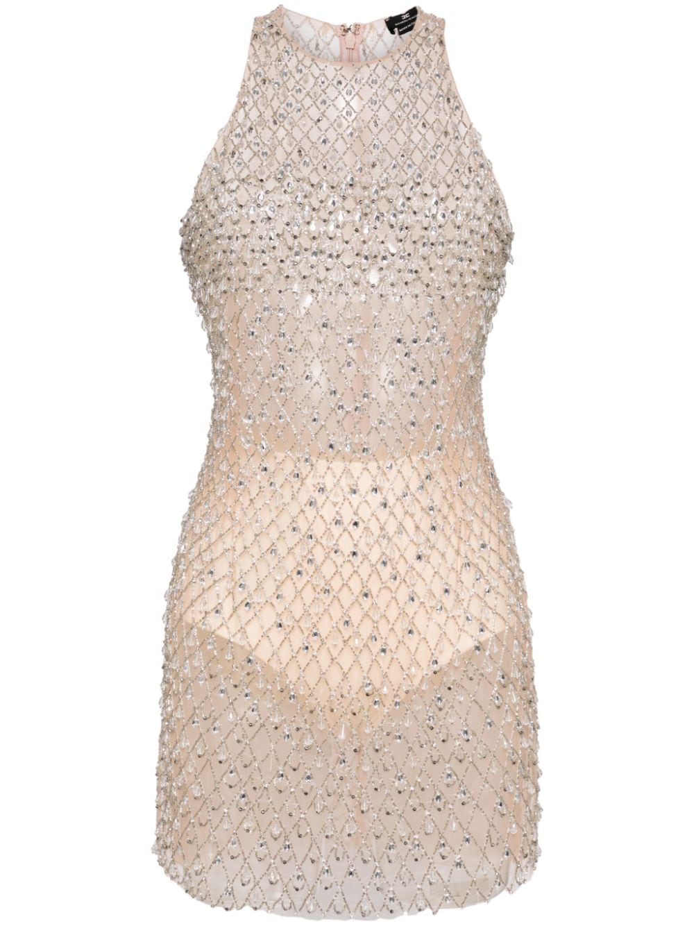 Elisabetta Franchi Crystal-embellished Mini Dress In Pink