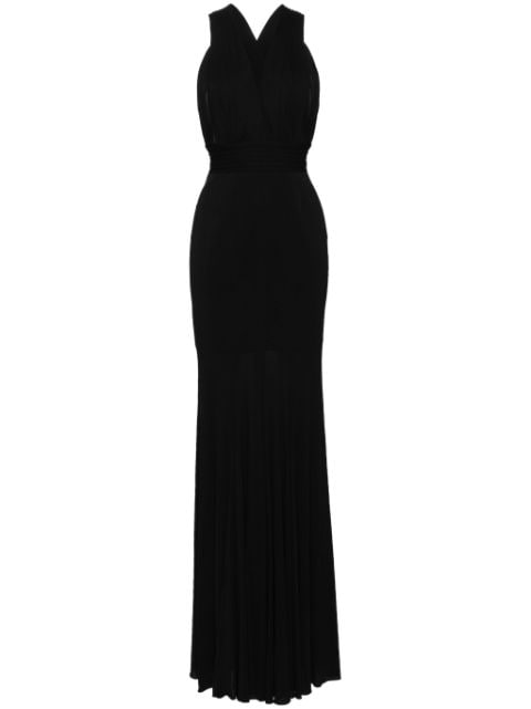 Herve L. Leroux pleated fishtail gown