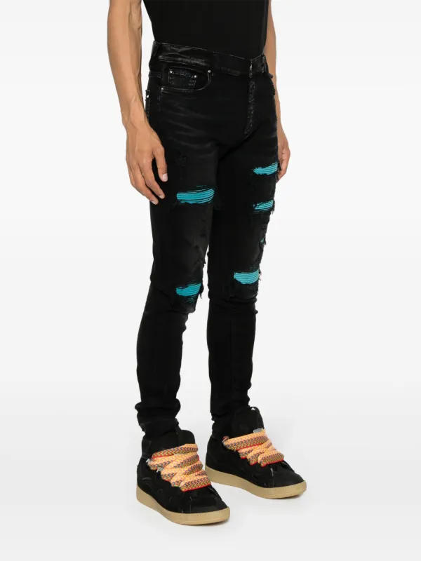 AMIRI suede-embellished Skinny Jeans | Black | FARFETCH AMIRI suede-embellished Skinny Jeans | Black | FARFETCH