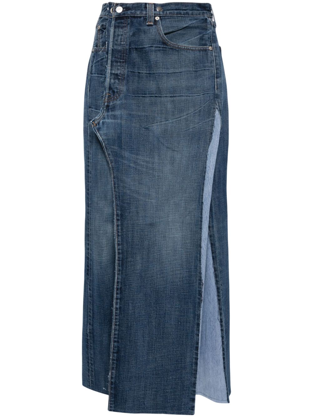 Prototypes Washed Denim Midi Skirt In Blue