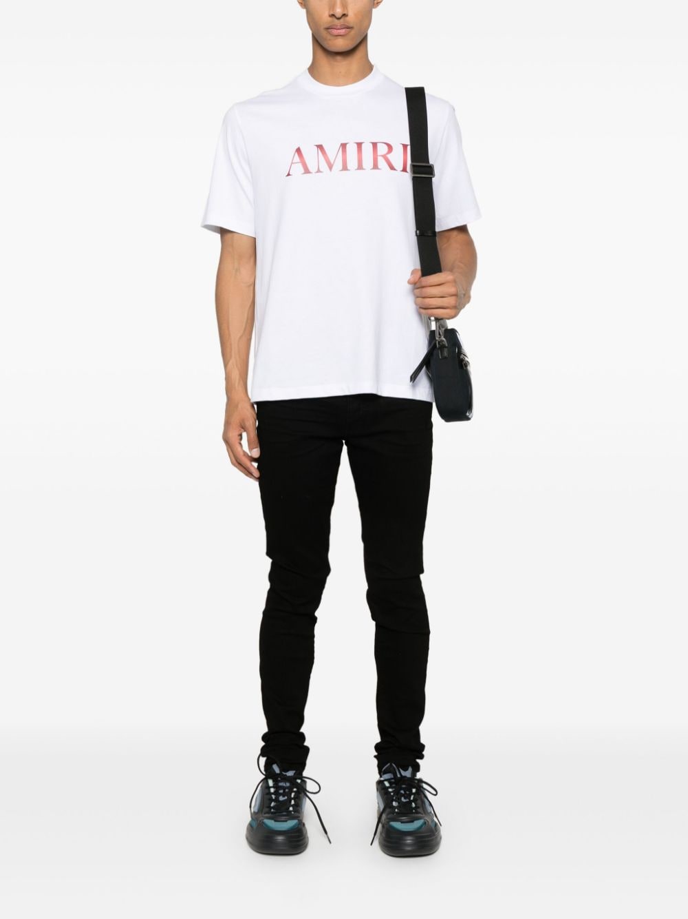Shop Amiri Logo-print Cotton T-shirt In Weiss