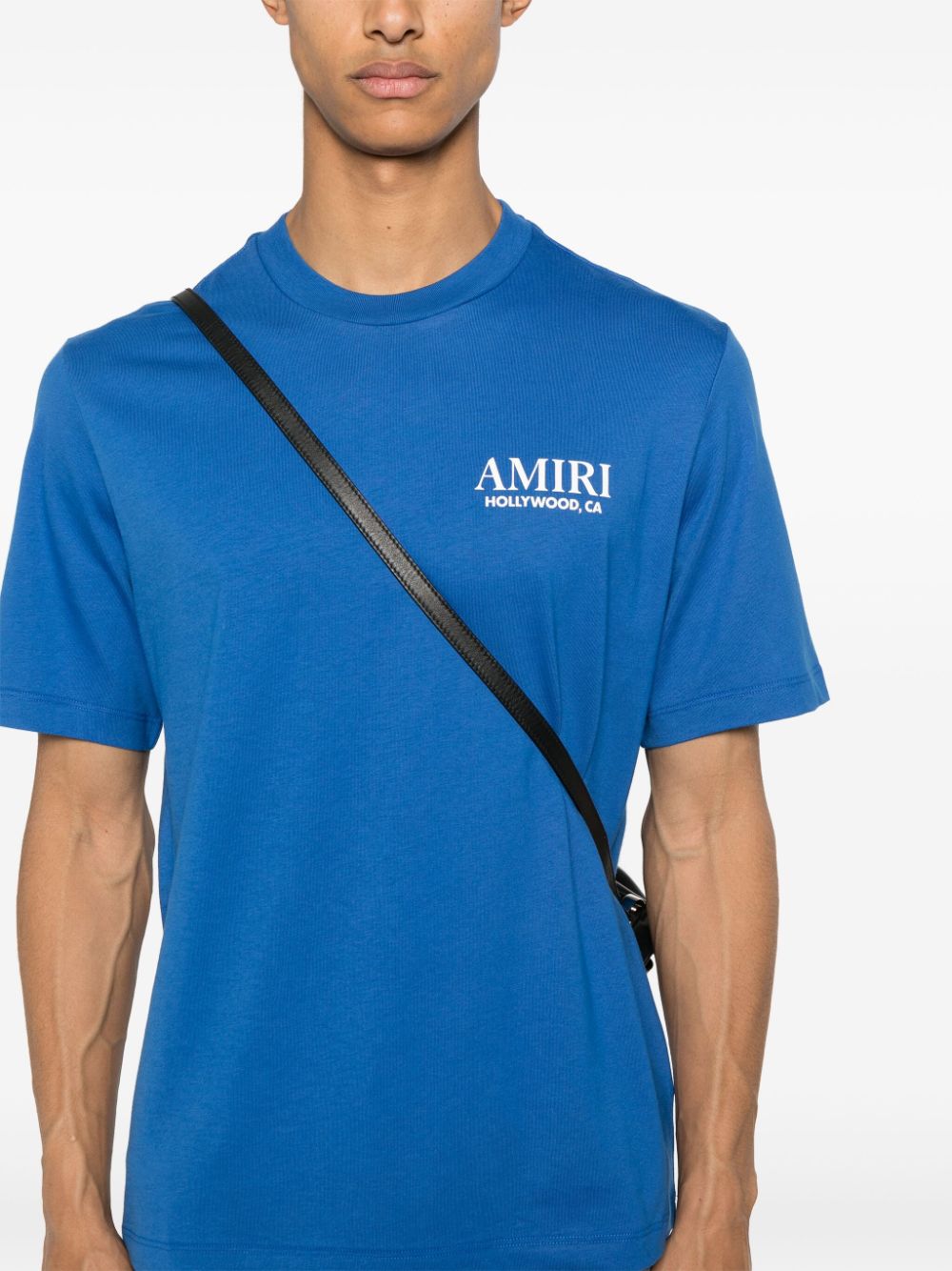 Shop Amiri Bones Stacked Cotton T-shirt In Blue