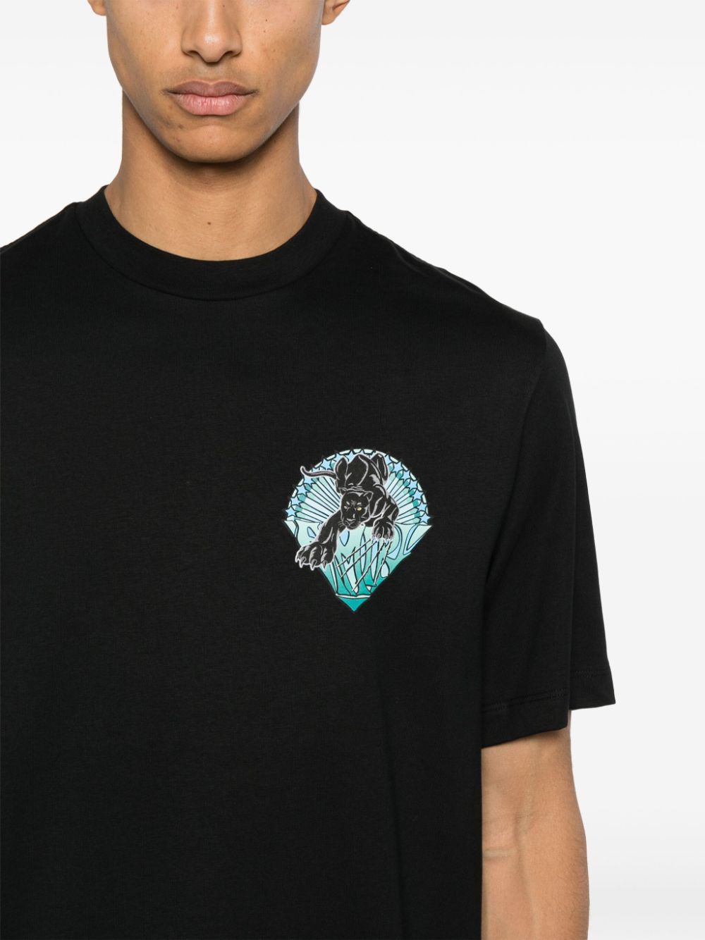 Shop Amiri Panther-print Cotton T-shirt In Black