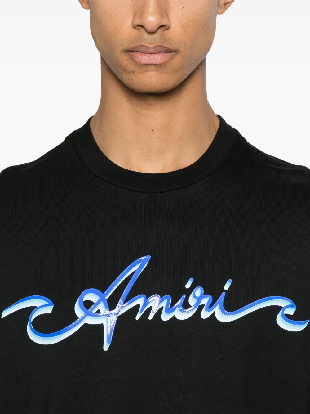 Shop Amiri Logo-print Cotton T-shirt In Black