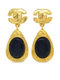 CHANEL Pre-Owned 1996 stone dangle clip-on earrings - Gold