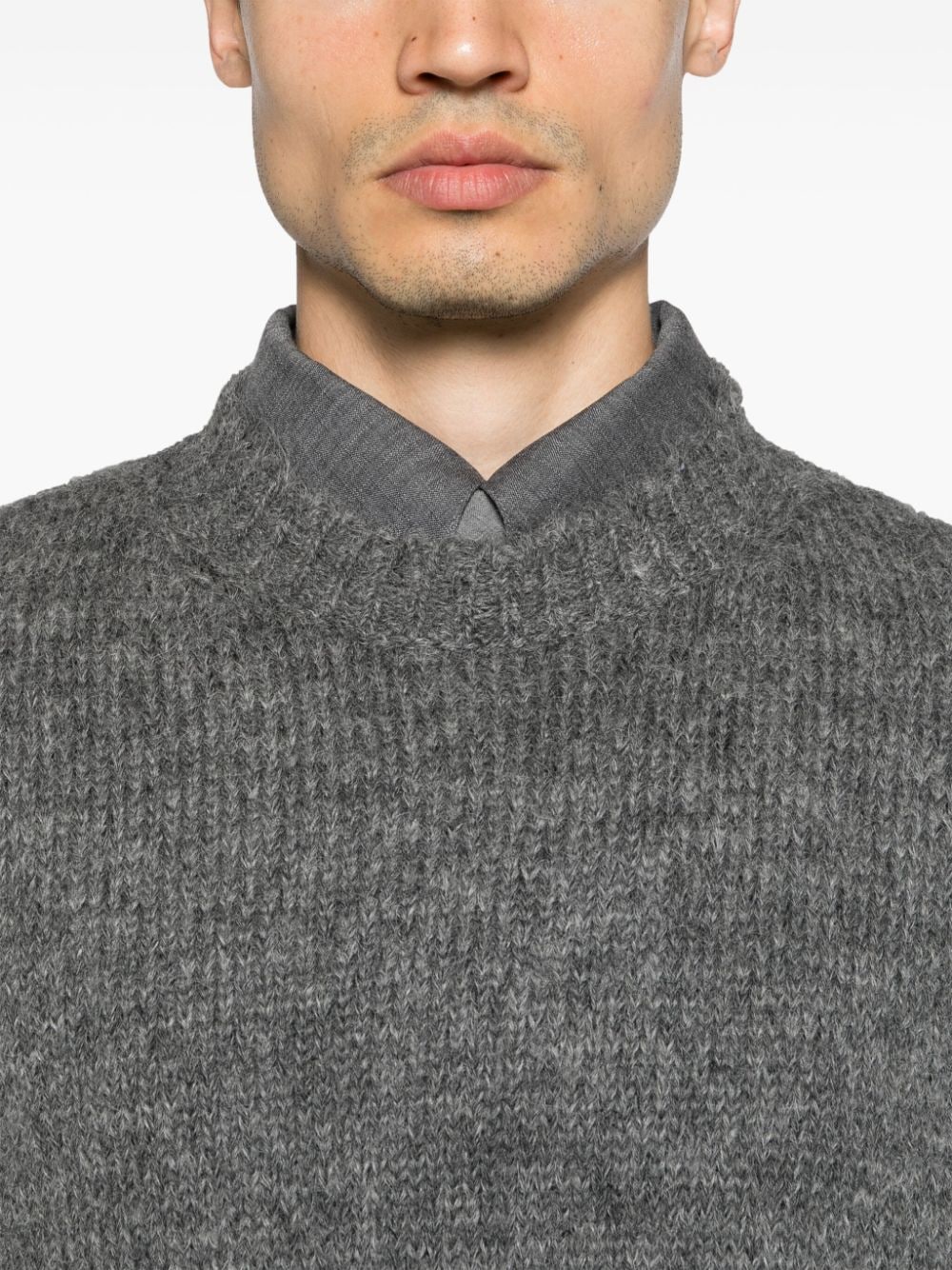 Shop Jil Sander Crew-neck Apalaca Wool Jumper In Grey