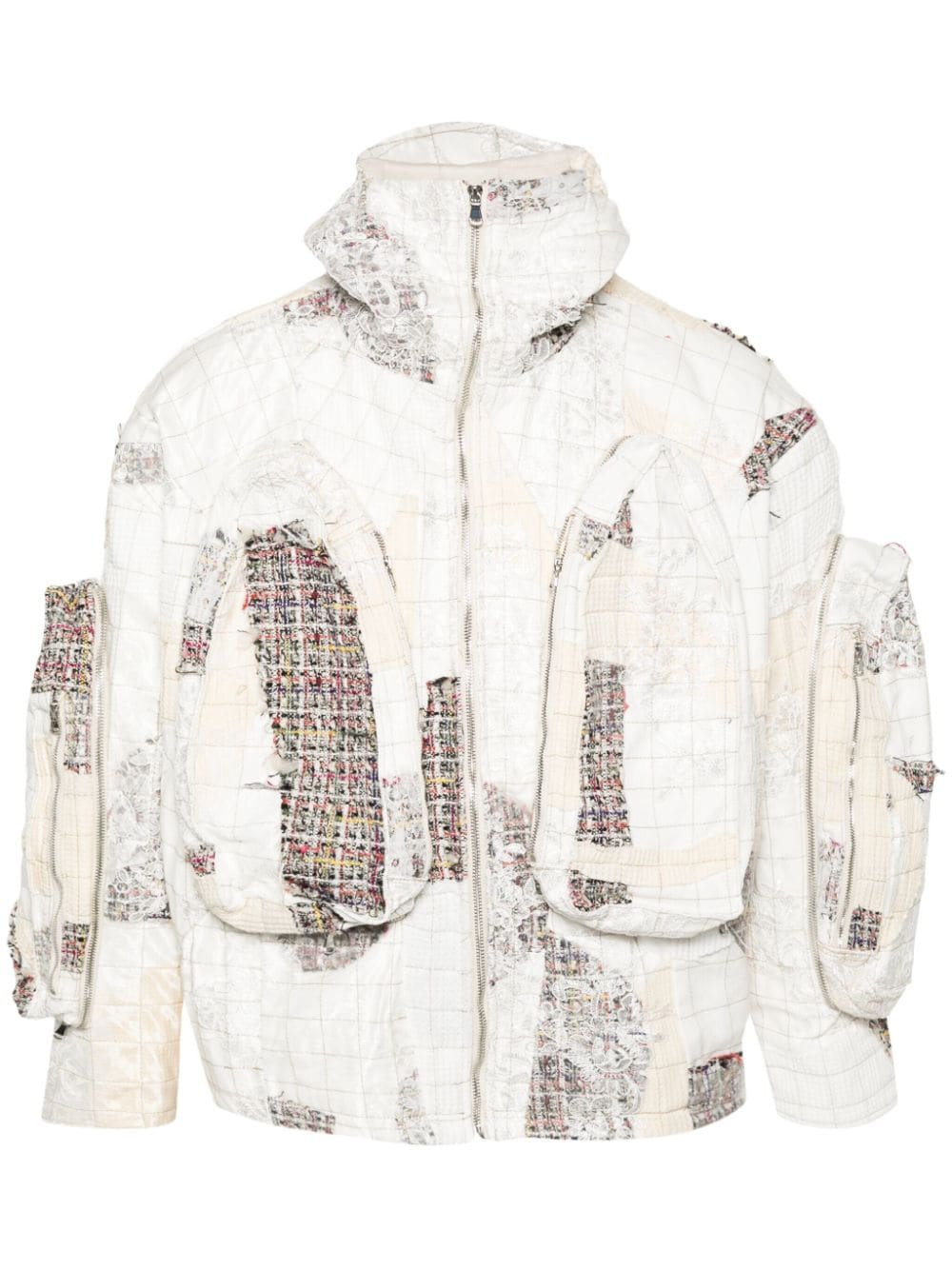 Shop Who Decides War Patchwork-design Tweed Jacket In Neutrals
