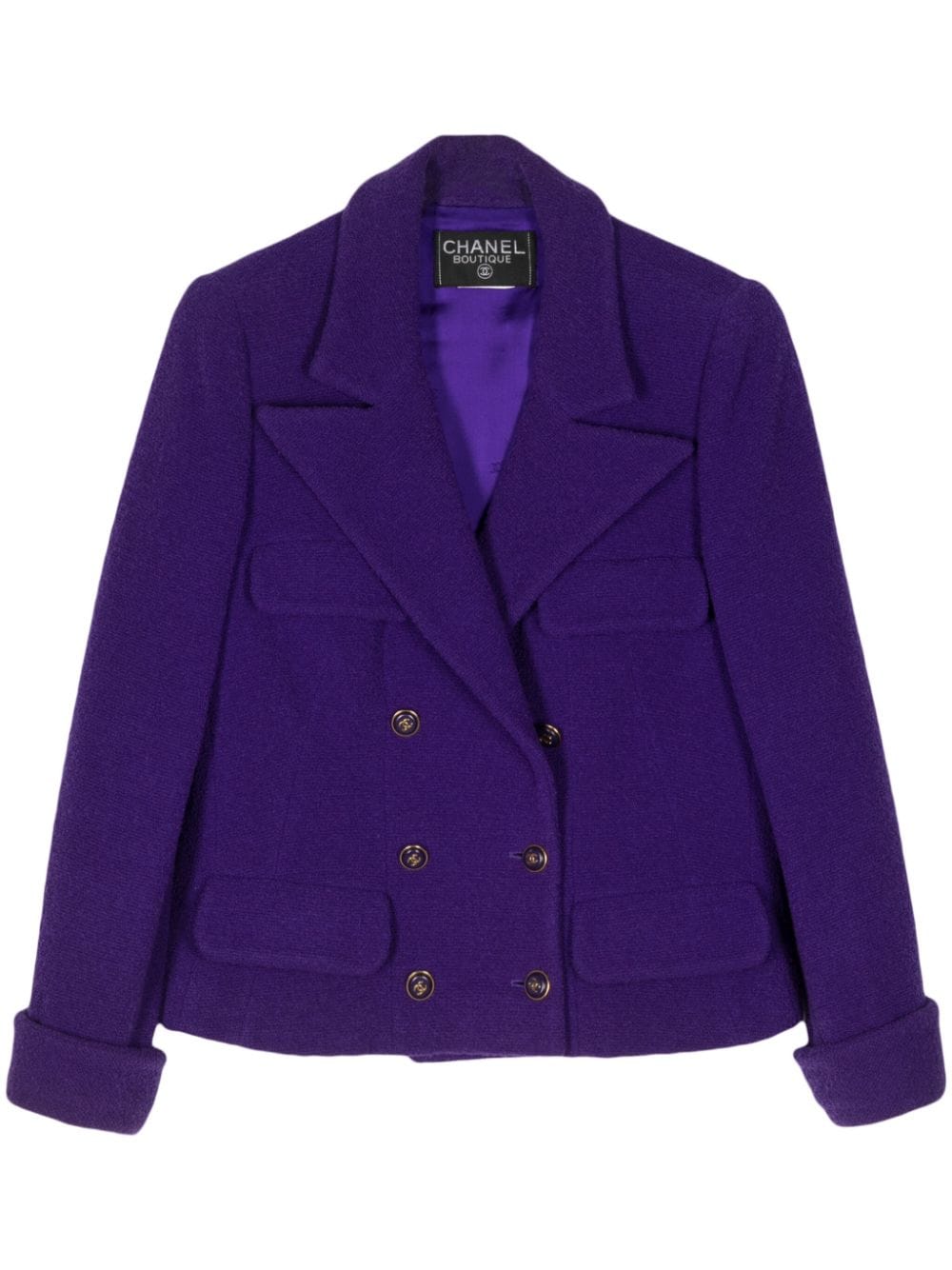 Pre-owned Chanel 2000s Cc Logo-buttons Jacket In Purple