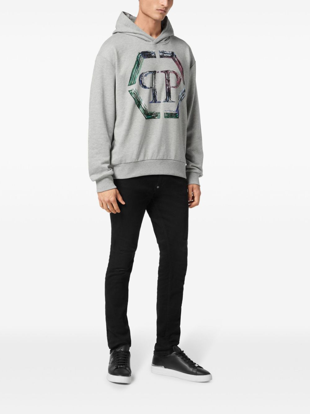 Philipp Plein Strass Hexagon hoodie - Grijs