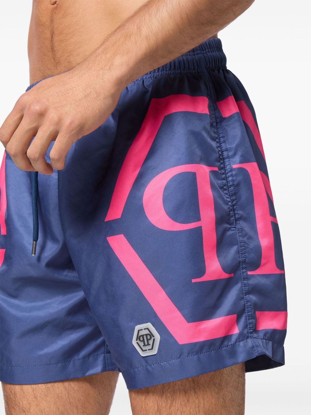 Shop Philipp Plein Logo-print Swim Shorts In Blue