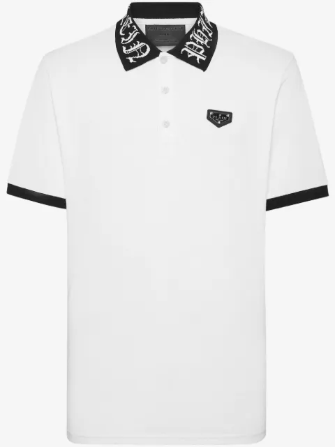 Philipp Plein logo-plaque cotton polo shirt