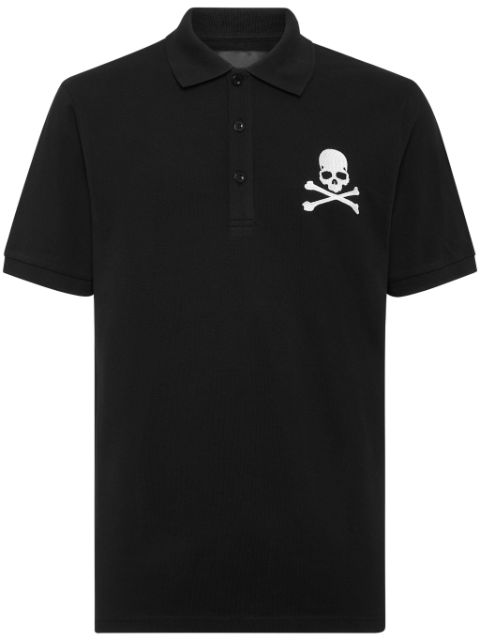 Philipp Plein skull-embroidered cotton polo shirt Men