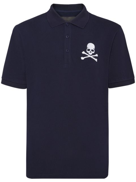 Philipp Plein Skull & Bones embroidered cotton polo shirt Men