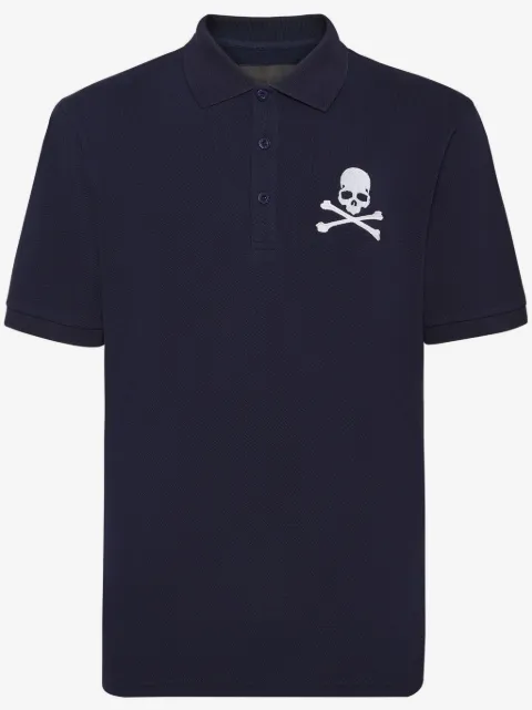 Philipp Plein Skull & Bones embroidered cotton polo shirt