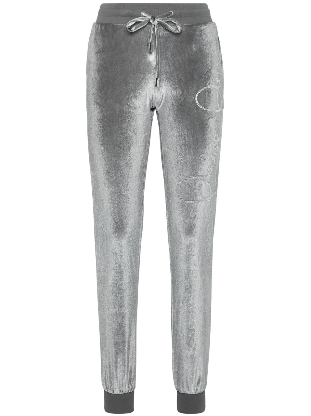 Shop Philipp Plein Crystal Signature Trousers In Grey