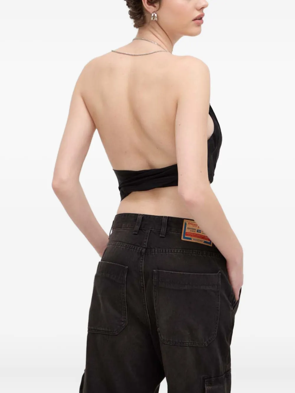 Diesel Chain Halterneck Top In Black