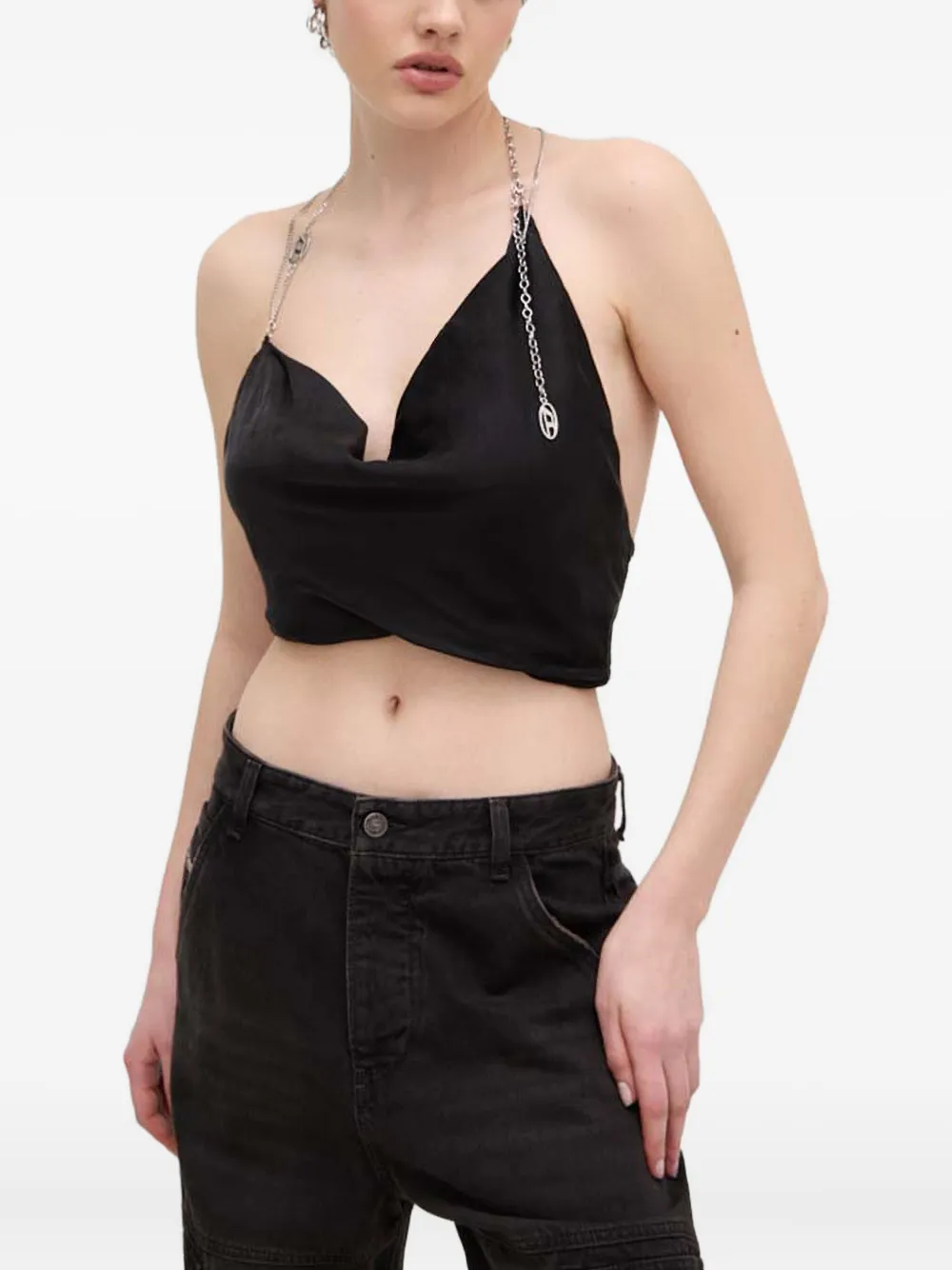 Diesel chain halterneck top | Black | Image 1