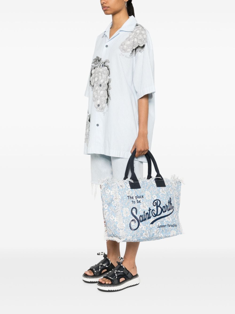 MC2 Saint Barth Vanity floral-print beach bag - Blauw