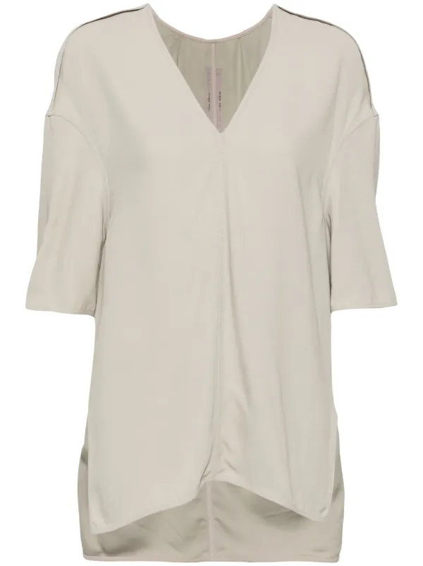 Rick Owens V-neck Drop-shoulder Blouse in Green