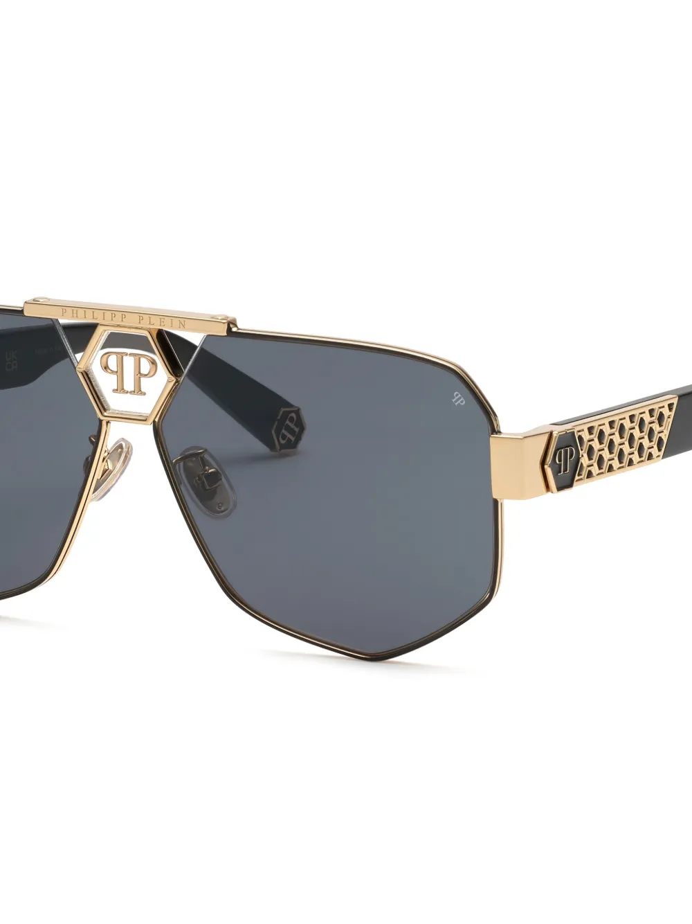 Philipp Plein Badge zonnebril Zwart