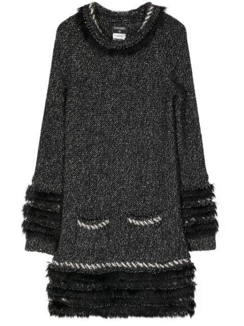 CHANEL 2000s ruffled tweed midi dress Women