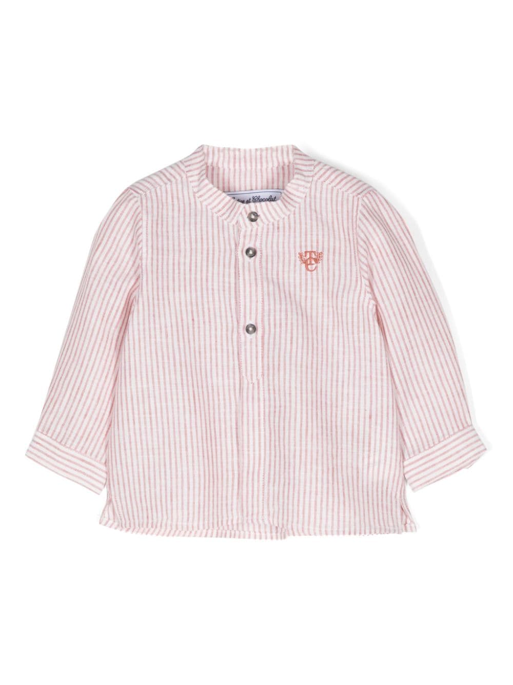 Tartine Et Chocolat Babies' Logo-embroidered Striped Shirt In Pink