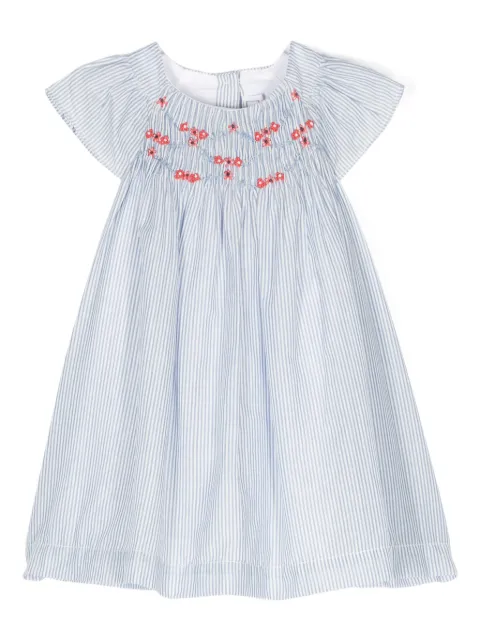 Tartine Et Chocolat flared floral-embroidered striped dress