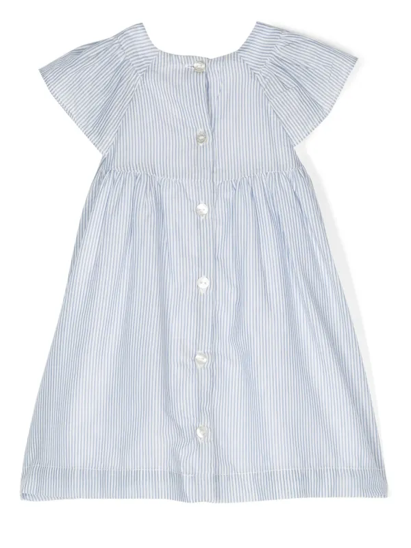 Tartine Et Chocolat Flared floral-embroidered Striped Dress | Blue |  FARFETCH