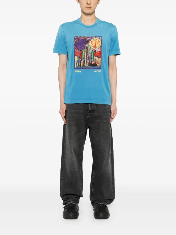Givenchy x Josh Smith graphic-print T-shirt | Blue | FARFETCH