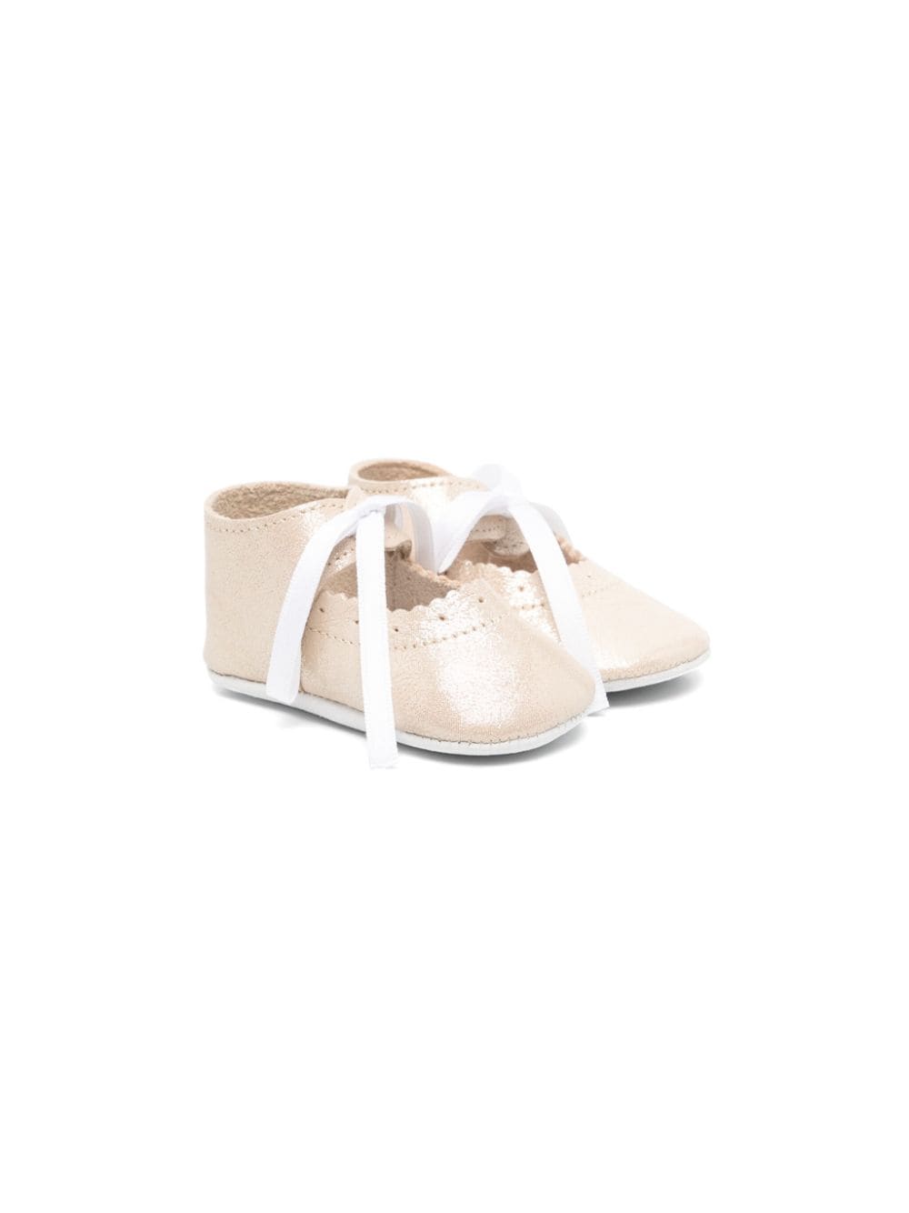 Tartine Et Chocolat Babies' Glittered Leather Pre-walkers In Neutral