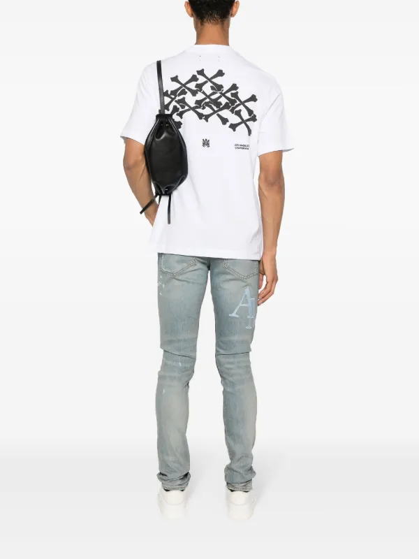 AMIRI Bones Stacked Cotton T-shirt | White | FARFETCH