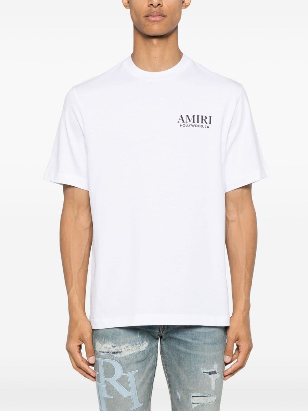 Shop Amiri Bones Stacked Cotton T-shirt In White