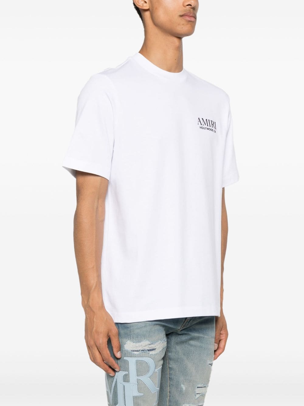 Shop Amiri Bones Stacked Cotton T-shirt In White