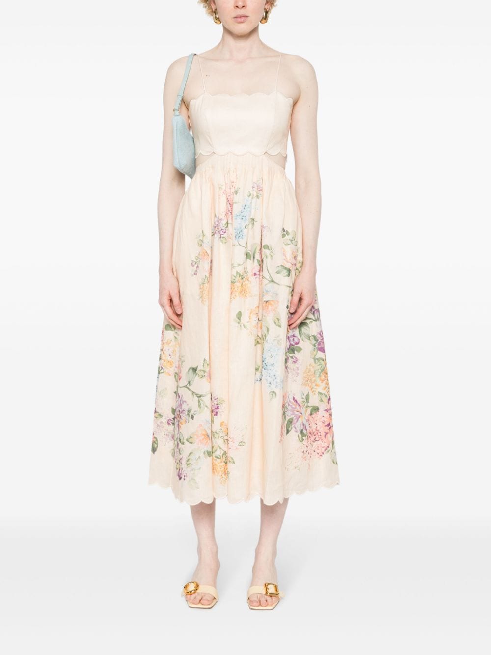 Shop Zimmermann Halliday Floral-print Dress In Neutrals