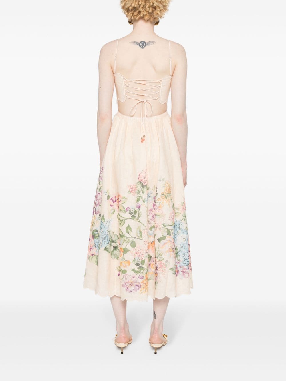 Shop Zimmermann Halliday Floral-print Dress In Neutrals