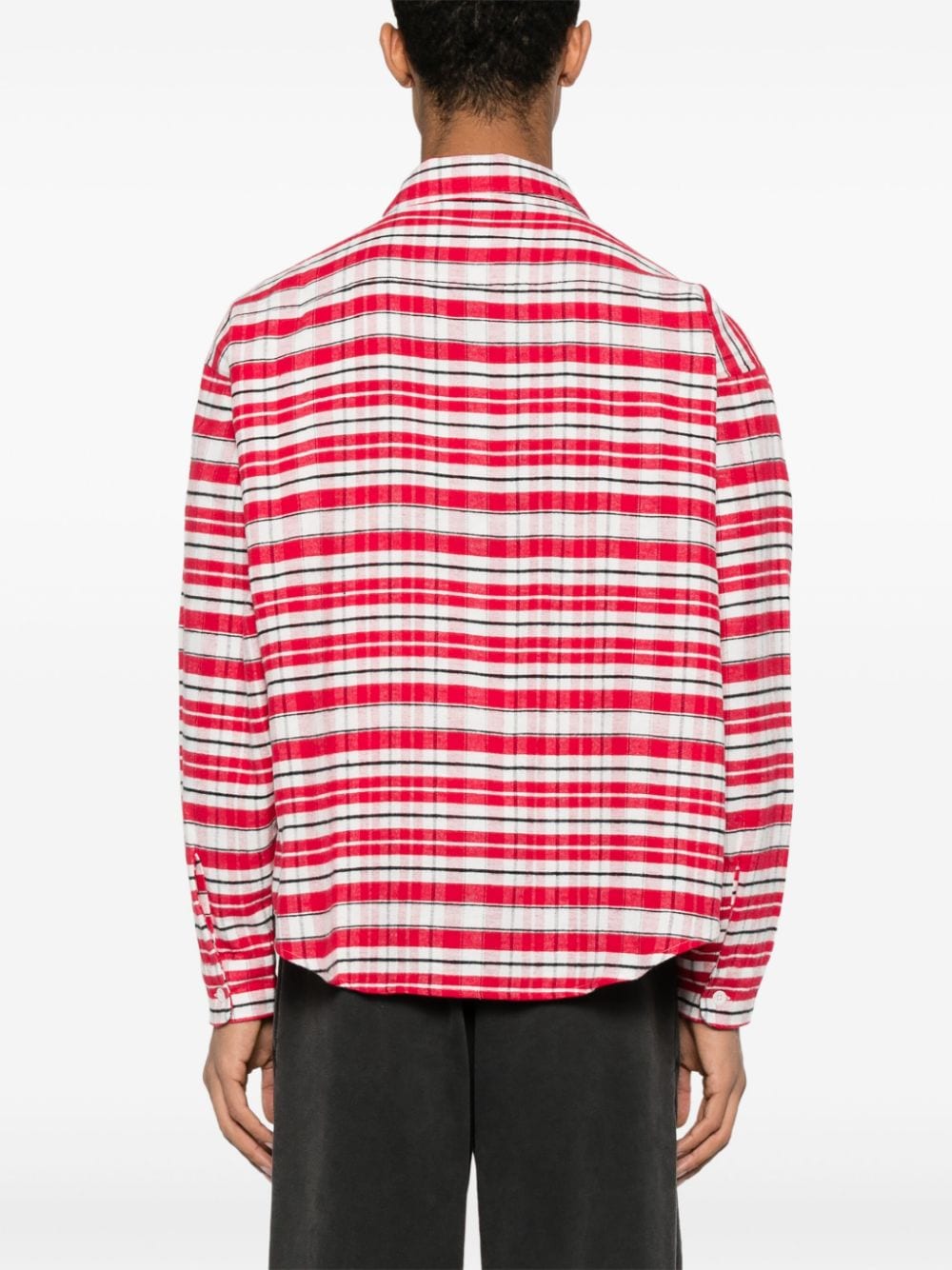 Shop Cole Buxton Tartan Check-pattern Cotton Shirt In Red
